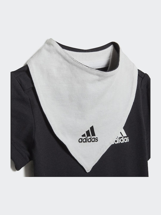 adidas 3 Stripes Onesie Babystrampler Kurzärmelig mit Zubehör Schwarz