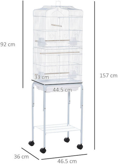Pawhut Κλουβί Πτηνών Μεταλλικό 46.5x36x157εκ.