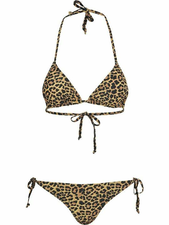 Set Bikini Triangle with Removable Padding Animal Print Leopard