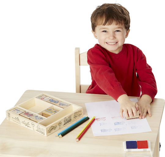 Melissa & Doug Σφραγίδες Wooden Stamp Set Vehicles Οχήματα για Παιδιά 4+ Ετών 15τμχ