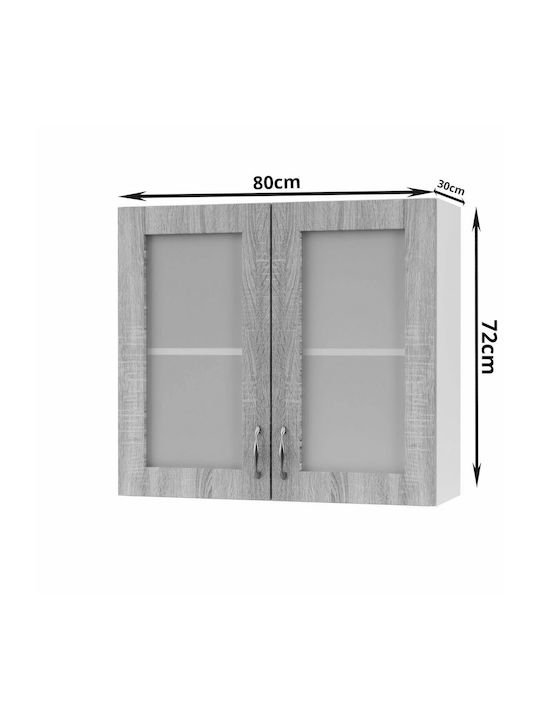 Modest Wall Cabinet Λευκό - Sonoma L80xW30xH72cm GR-101 - 00012