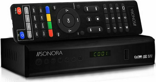 Sonora DVB-T2 H265 Digital Set-Top Box + 2IN1 Remote 230-0068 Digitaler Mpeg-4 Empfänger Full HD (1080p) mit PVR (Aufnahme auf USB) Funktion Anschlüsse SCART / HDMI / USB