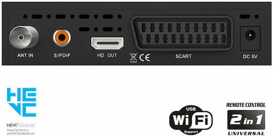 Edision Picco T265+ 01-07-0025 Ψηφιακός Δέκτης Mpeg-4 Full HD (1080p) με Λειτουργία PVR (Εγγραφή σε USB) Σύνδεσεις SCART / HDMI / USB