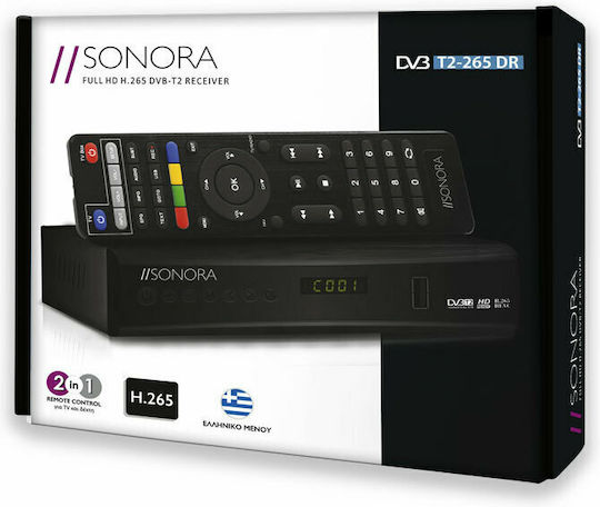 Sonora DVB T2-265 230-0047 Mpeg-4 Digital Receiver Full HD (1080p) with PVR (Record to USB) Function Connections SCART / HDMI / USB