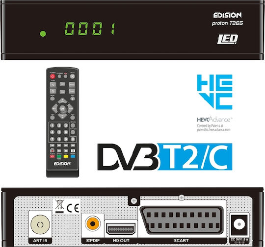 Edision Proton T265 LED 01-07-0009 Mpeg-4 Digital Receiver Full High Definition (Full HD) (1080p) Connectivity SCART / HDMI / USB