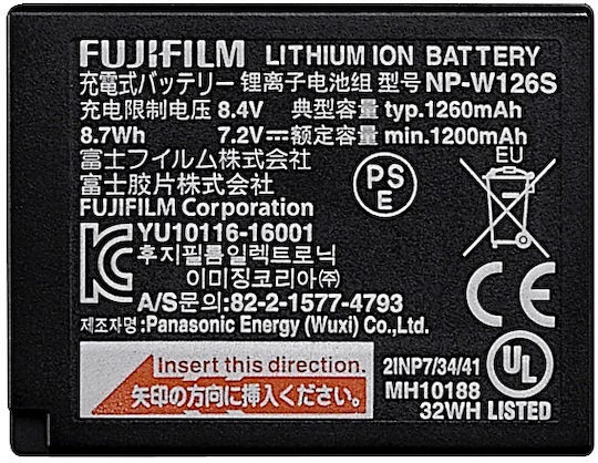 Fujifilm Μπαταρία Φωτογραφικής Μηχανής NP-W126S Ιόντων-Λιθίου (Li-ion) 1260mAh