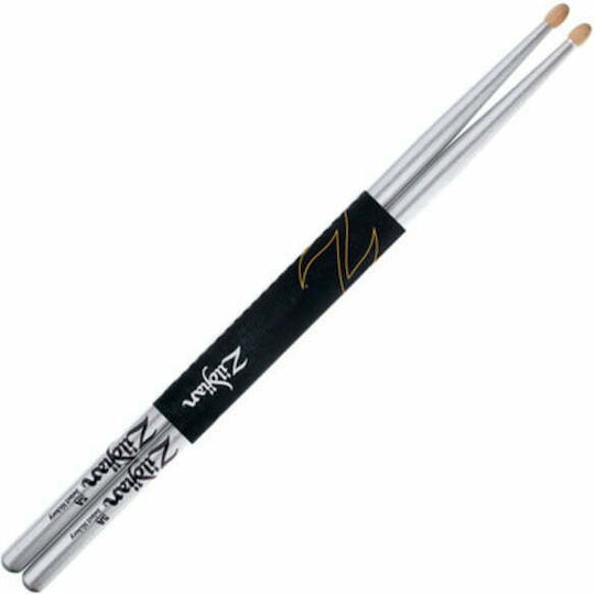 Zildjian Hickory Drumsticks Schlagzeug Chroma 5A mit Spitzenform Oval in Silber Farbe