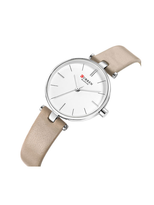 Curren Watch with Beige Leather Strap