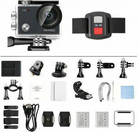 Akaso V50X 64GB Cameră de Acțiune 4K Ultra HD cu Ecran Tactil 2" și Wi-Fi Neagră