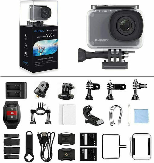 Akaso V50 Pro Cameră De Acțiune 4K Ultra HD Rezistentă La Apă Standard Cu Ecran Tactil 2" Și Wi-Fi Neagră