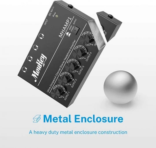 Moukey MHAMP-1 Portable Analog Headphone Amplifier 4 Channels with Jack 6.3mm