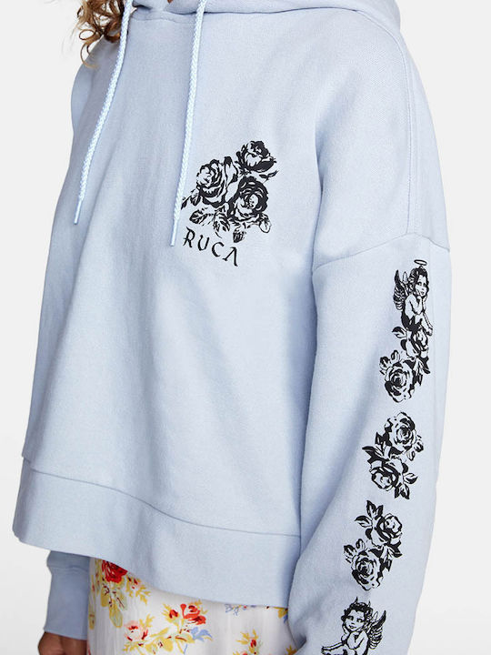 Cropped Women's Sweatshirt Hooded Light Blue
