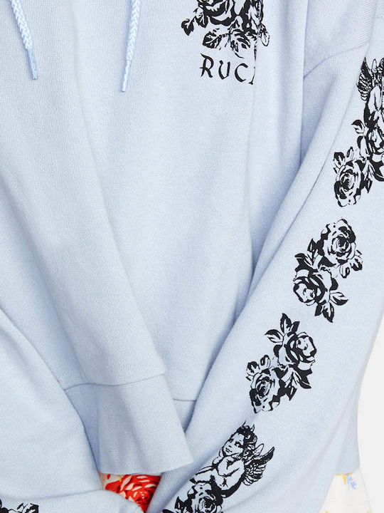 Cropped Women's Sweatshirt Hooded Light Blue