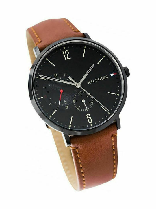 Tommy Hilfiger Brooklyn Men's Watch 40mm Chronograph Battery with Brown Leather Strap