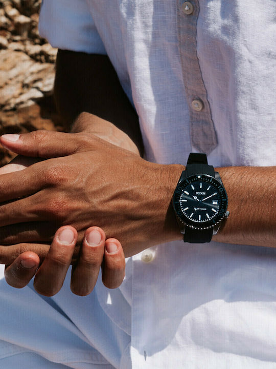 Le Dom Diver's Men's Watch 44mm Battery with Black Rubber Strap