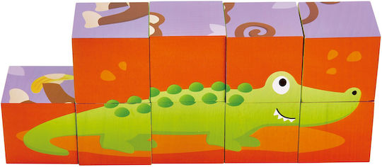 Lemnos Puzzle pentru Copii Jungle Animal Block 9buc Hape