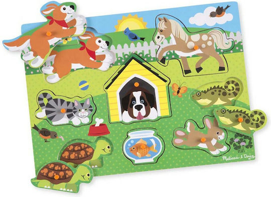 Wooden Kids Peg Puzzle Pets Peg for 2+ Years 8pcs Melissa & Doug