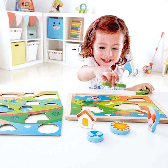 Ξύλινο Παιδικό Puzzle Σφηνώματα Sunny Valley για 1+ Ετών 12pcs Hape