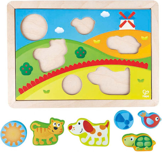 Ξύλινο Παιδικό Puzzle Σφηνώματα Sunny Valley για 1+ Ετών 12pcs Hape