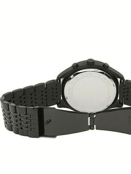 Michael Kors Merrick Men's Watch 42mm Chronograph Battery with Black Metal Bracelet