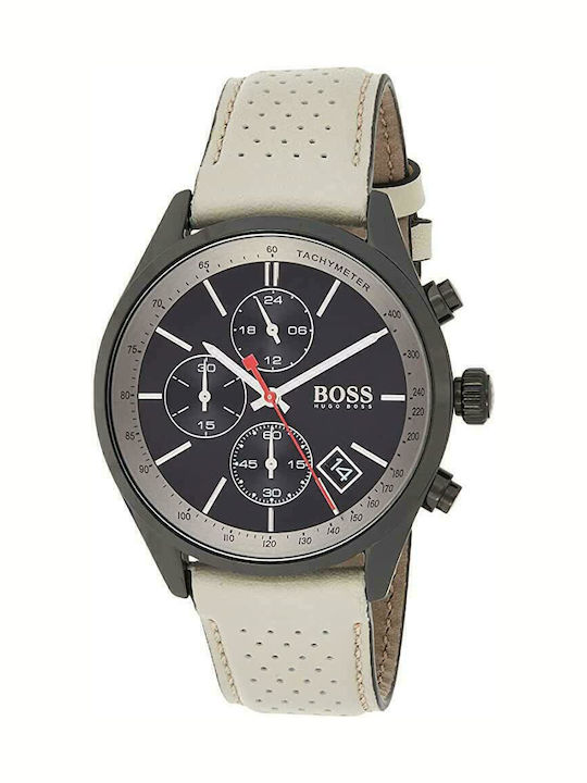 Boss Grand Prix Men's Watch 44mm Chronograph Battery with Beige Leather Strap