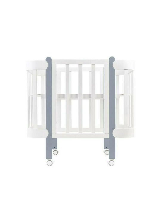 IngVart Κούνια Nika White Grey με Στρώμα & Ρόδες