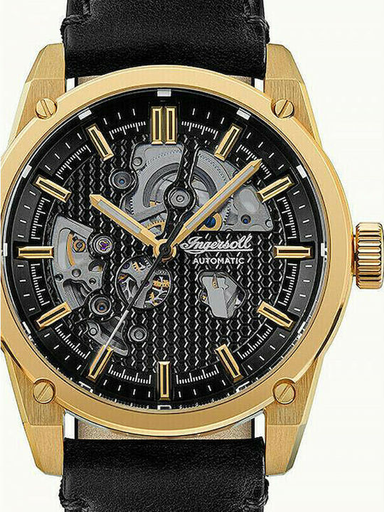 Ingersoll Carroll Men's Watch 45.5mm Chronograph Automatic with Black Leather Strap