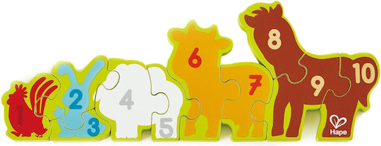 Ξύλινο Παιδικό Puzzle Numbers & Farm Animals 10pcs Hape