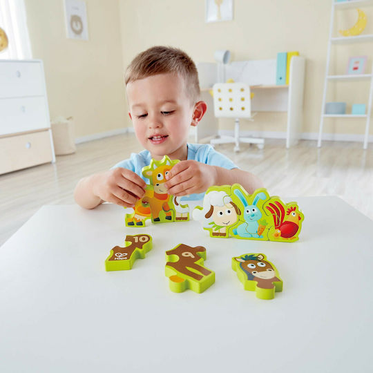 Ξύλινο Παιδικό Puzzle Numbers & Farm Animals 10pcs Hape