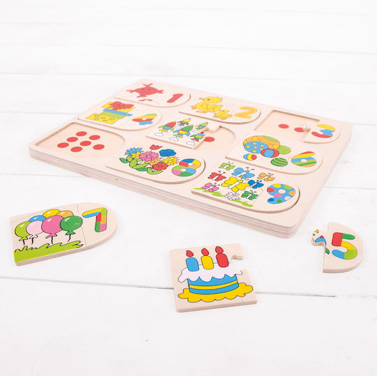 Lemnos Puzzle pentru Copii cu Îmbinări Învățare Numere pentru 1+ Ani 18buc Big Jigs