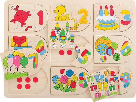 Lemnos Puzzle pentru Copii cu Îmbinări Învățare Numere pentru 1+ Ani 18buc Big Jigs