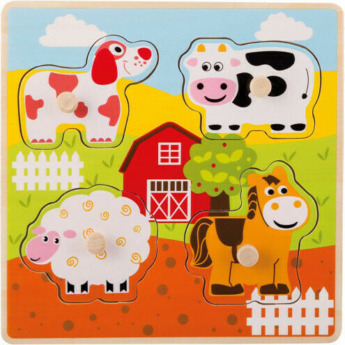 Wooden Kids Peg Puzzle Animals 4pcs Joueco