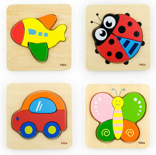 Ξύλινο Παιδικό Puzzle Σφηνώματα Αυτοκίνητο 5pcs Viga Toys