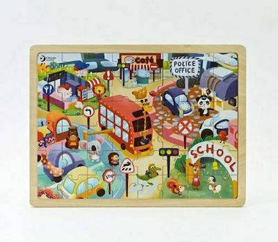 Wooden Kids Peg Puzzle Animal City for 3++ Years 49pcs Classic World