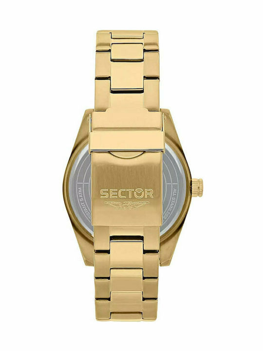 Sector Ceas Barbate 41mm Baterie cu Brățară din Metal Aurie