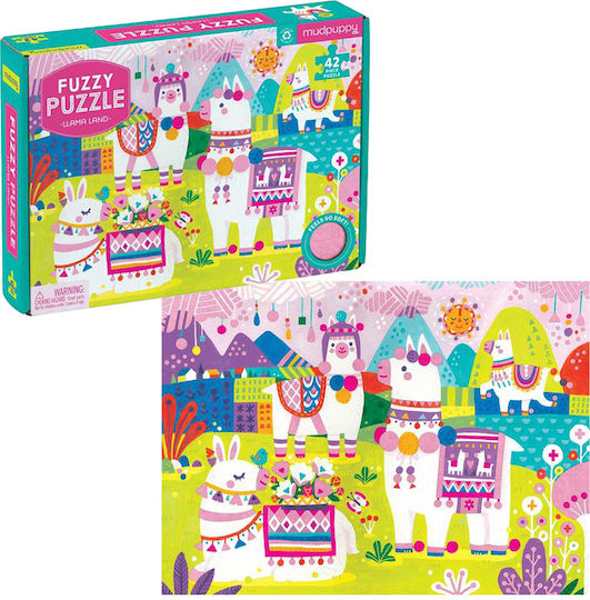 Kids Puzzle Fuzzy Puzzle Llama Land 42pcs Mudpuppy