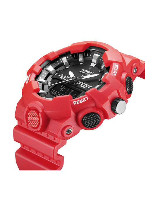 Weide Men's Watch 53mm Battery with Red Rubber Strap