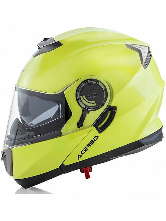 Acerbis Serel Fluo Yellow Motorcycle Helmet Flip-Up ECE 22.05 1550gr with Sunvisor