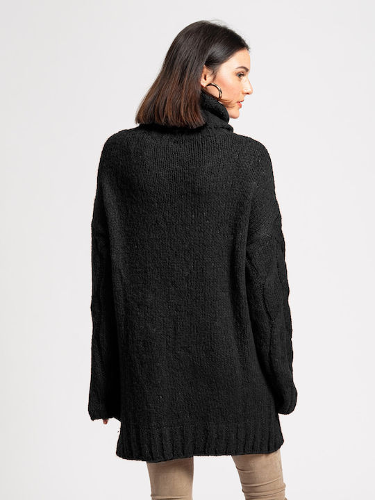 Staff Long-sleeved Women's Pullover Turtleneck Black