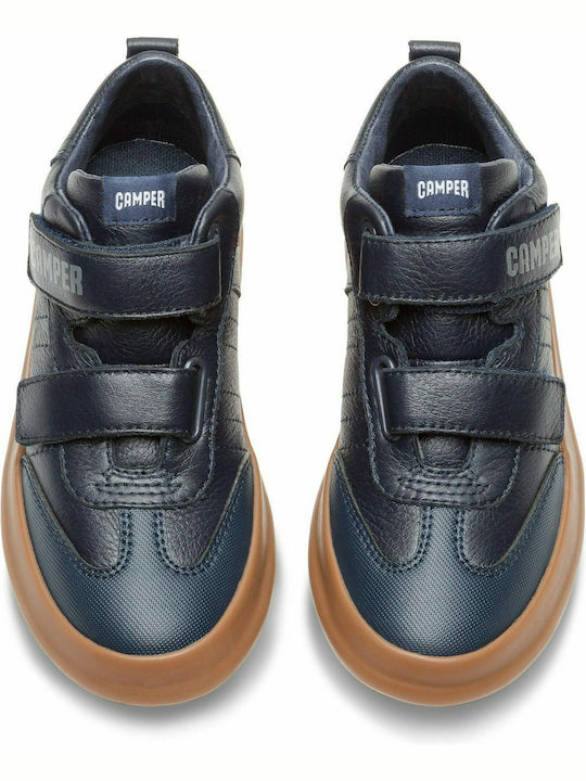 Pursuit Leather Kids Boots with Velcro Navy Blue
