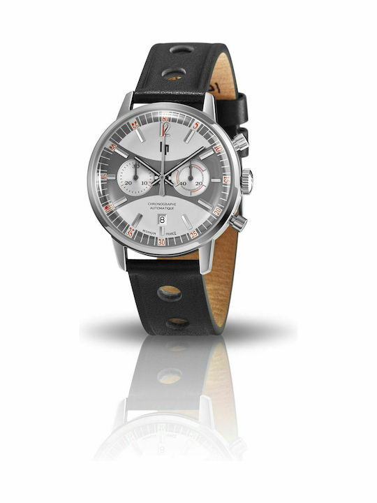 Lip Watches Ralley Panda Men's Watch 42mm Chronograph Automatic with Black Leather Strap