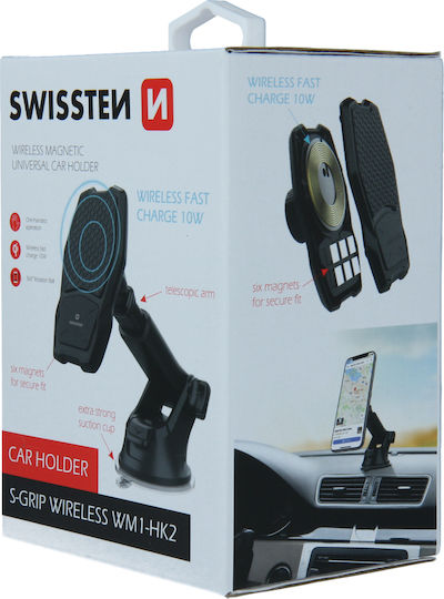 Swissten S-GRIP WM1-HK2 Car Mobile Mount with Magnet and Wireless Charging Black