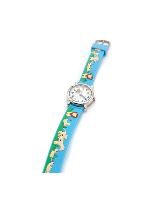 Lowell Kids Analog Watch Λιοντάρια with Rubber/Plastic Strap Light Blue