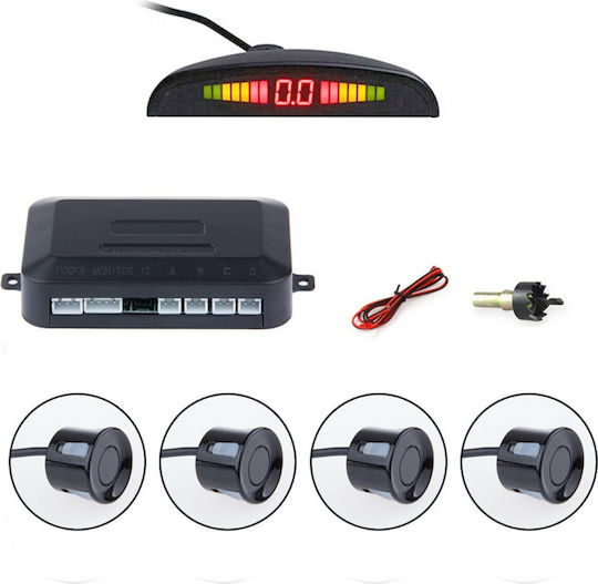 Car Parking System with Screen and 4 Sensors in Black Color