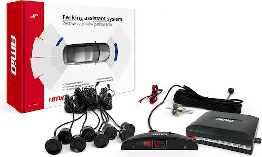 AMiO Car Parking System with Buzzer and 8 Sensors 22mm in Black Color