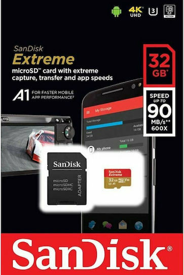 Sandisk Extreme Action microSDHC 32GB U3 V30 A1 UHS-I 100MB/s mit Adapter