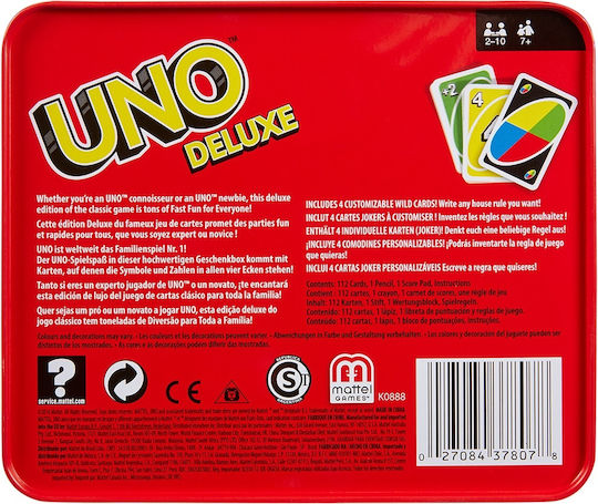 Επιτραπέζιο Παιχνίδι Uno Deluxe Card Game για 2-10 Παίκτες 7+ Ετών Mattel