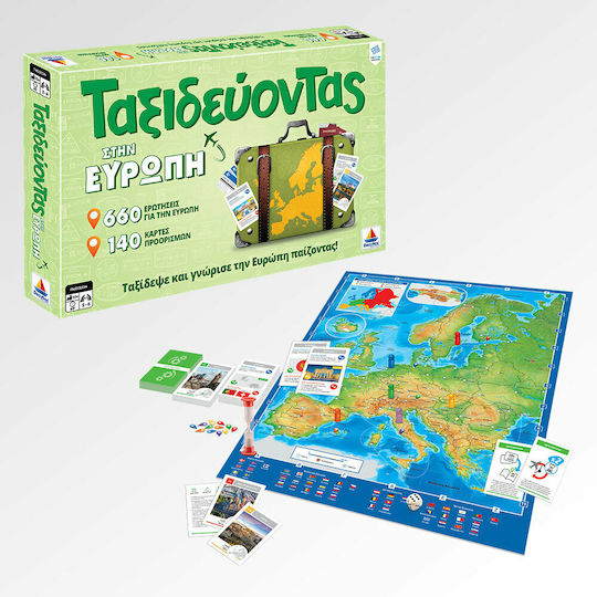 Board Game Ταξιδεύοντας Στην Ευρώπη Δεύτερη Έκδοση for 2-6 Players 10+ Years Old Desyllas