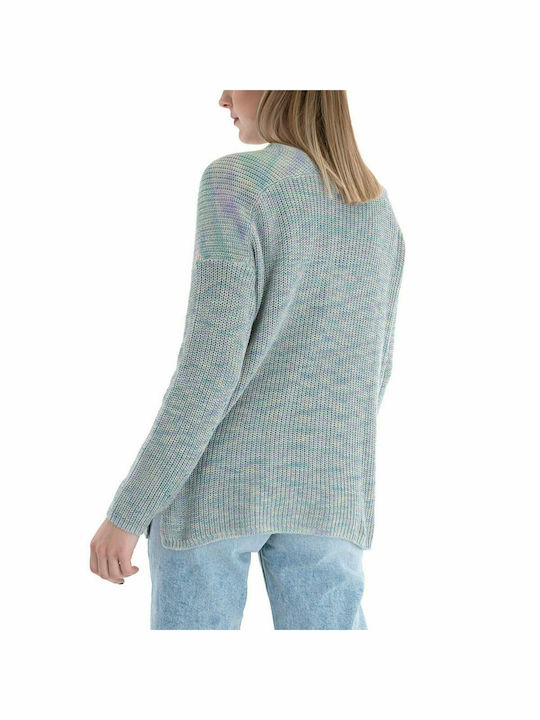 Only Women's Long Sleeve Sweater Cotton with V Neckline Green