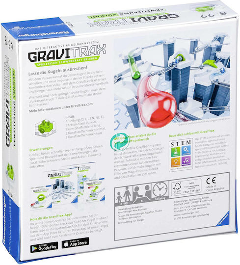 Ravensburger Volcano Extension Spiral STEM Образователна Игра Инженеринг Gravitrax за 8+ години Години